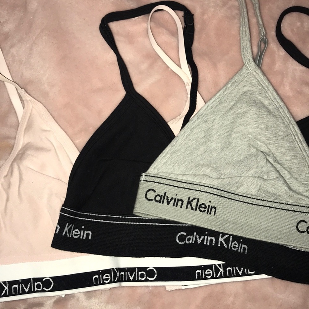 Calvin Klein bralettes (pink, black, grey)